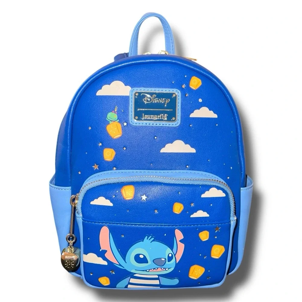 DISNEY Loungefly Mini Backpack Lilo Stitch Lanterns Night Sky‎ Clouds